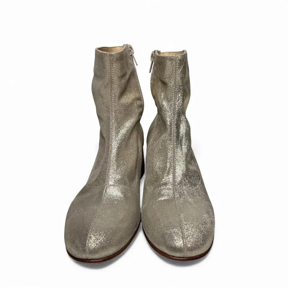 Good Lucky Italian Metallic Leather Booties Women's Zip Side Evening Out 6.5 - 7